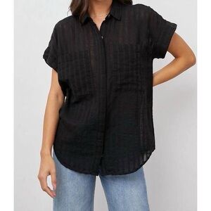 Rails Women’s 100% Cotton Black Sheer Button-Down Cito Shirt Size Medium